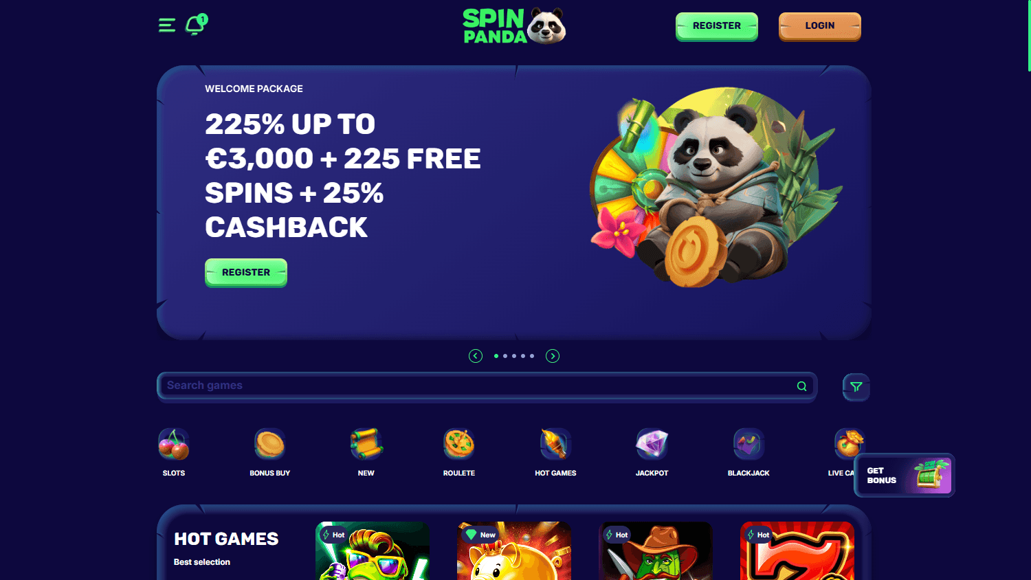 SpinPanda Casino Desktop screenshot